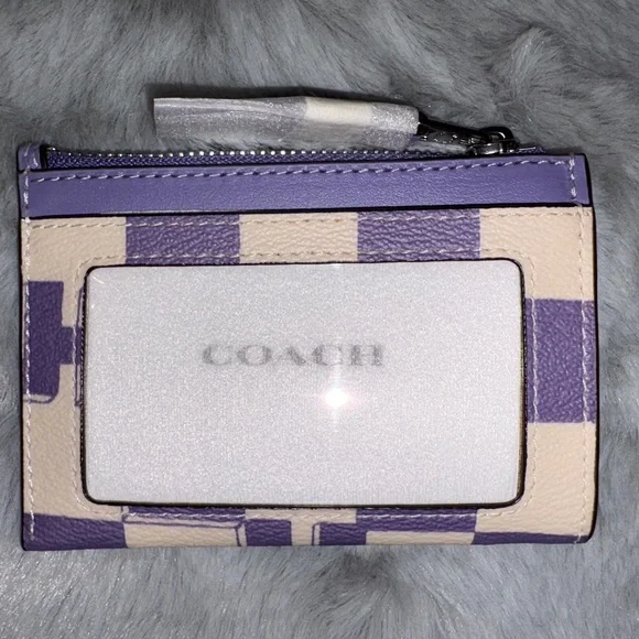 Coach Outlet Mini Skinny ID Case Purple and White NWT - Picture 3 of 4